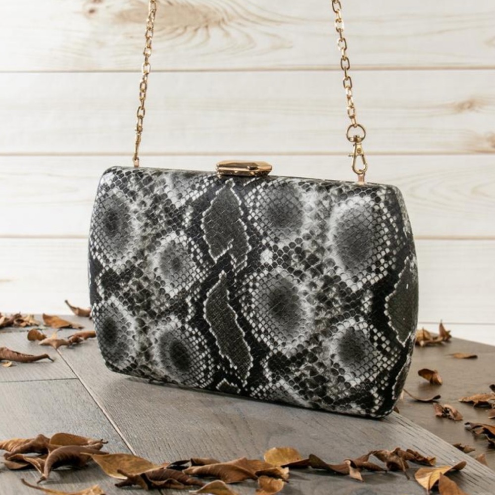 Snake Print Clutch Bag